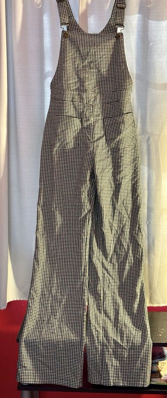 Lefties Adult Womans Houndstooth Green Overalls Boot Cut Size Small Side Zipper